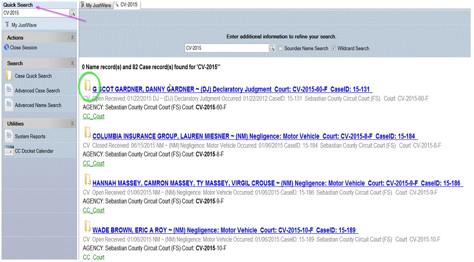 CaseSearch Screenshot